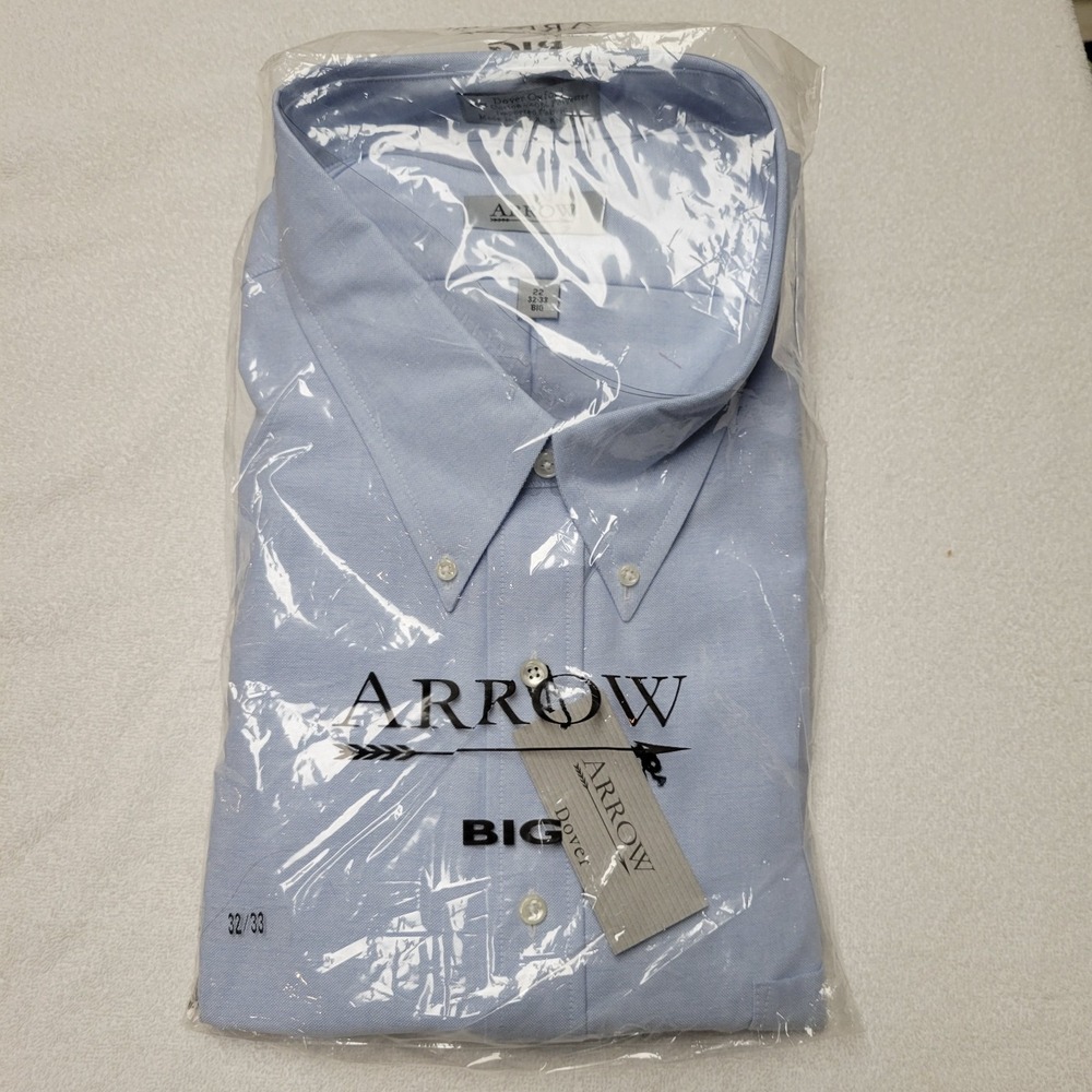 Arrow Dover light blue‎ long sleeve dress shirt size 22 32-33 Big nwt